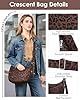 Micmores Crossbody Bag Damen Kunstvelours Leopardenmuster Umhängetasche Damen Halbmond Schultertasche mit verstellbarer Schultergurt, Stylische Handtasche Hobo Moon Bag (Kaffeebraun) #4