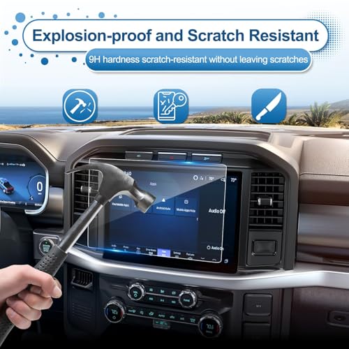 Image of 2021-2026 F150 Screen Protector for Ford F-150 (STX /XLT /Lariat /Platinum /Limited /Tremor /Raptor /King Ranch) SYNC4 12-inch Touchscreen, Tempered Glass 2023 2024 2025 F150 Pickup Accessories 12 inch