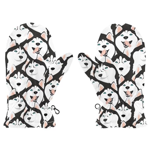 Kids Mittens Winter Fleece Gloves Toddler Warm Snow Gloves Husky Dogs for Girls Boys