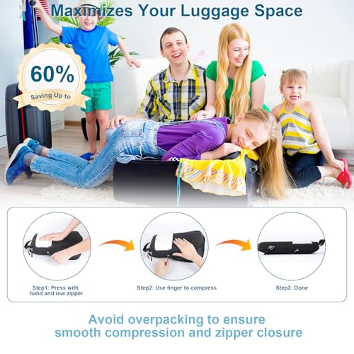 Cozary Koffer Organizer Packing Cubes Compression 4 Stück - Packwürfel mit hohem Fassungsvermögen, Travel Essentials Kofferorganizer FüR HandgepäCk Koffer Und Rucksack - Schwarz