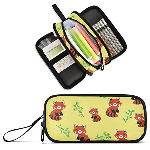 XUWU Red Panda Large Capacity Pencil Case Red Panda 3 Compartment Pencil Pouch box big Storage Pen Bag for Adults School Teen Boys Girls