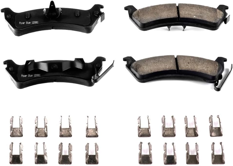 Power Stop Rear Brake Kit For Jeep Grand Cherokee 1994-98 - Ceramic Brake Pads With Installation Hardware, 17-666