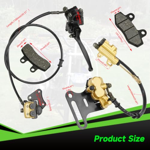 Image of Pit Bike Front Brake & 12mm Rear Hydraulic Disc Brake Caliper Assembly Compatible with Apollo SSR 125cc 110cc Tao Tao Coolster Roketa X-pro 4-Stroke 50cc 70cc 90cc Chinese Dirt Bike Parts