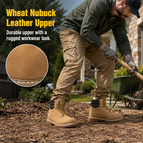 Image of Men's 6 inch Leather Steel Toe Work Boots, Slip & Oil Resistant