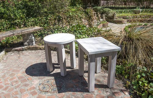 Rockerman Outdoor Acacia Wooden Side Table Rectangle 20" Perfect For Your Patio Or Balcony, Dark Walnut #TOP1