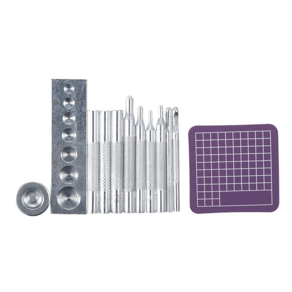 pofaa 12Pcs Leather Rivet Setter Rivet Leather Die Punch Installation Set Leathercraft Punching Tools for Bag Making