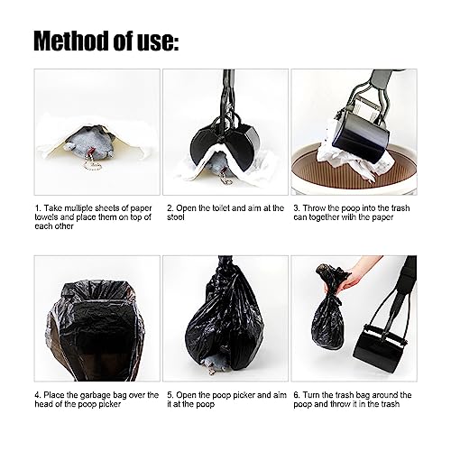 Image of 23.7inch Pet Pooper Scooper, Long Handle Jaw Poop Scoop for Large & Small Dogs Foldable Pet Poop Pickuper Pick Up Dog Cat Waste Picker Cleaning Tool for Lawns, Grass, Dirt, Gravel (All Black)