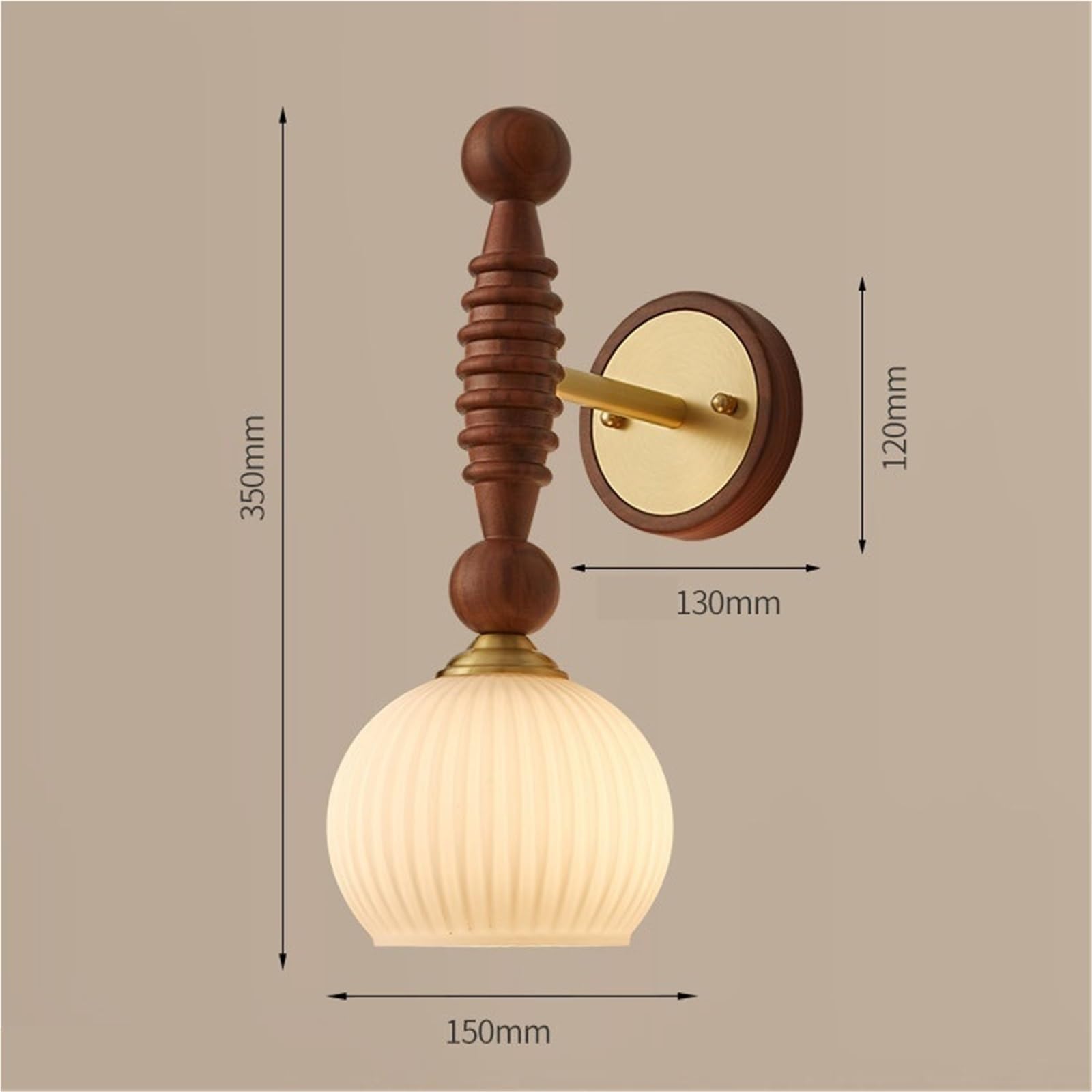 Kinkiety Lampka nocna w stylu vintage do sypialni, orzech, mosiądz, tło salonu, kinkiet Lampy ścienne