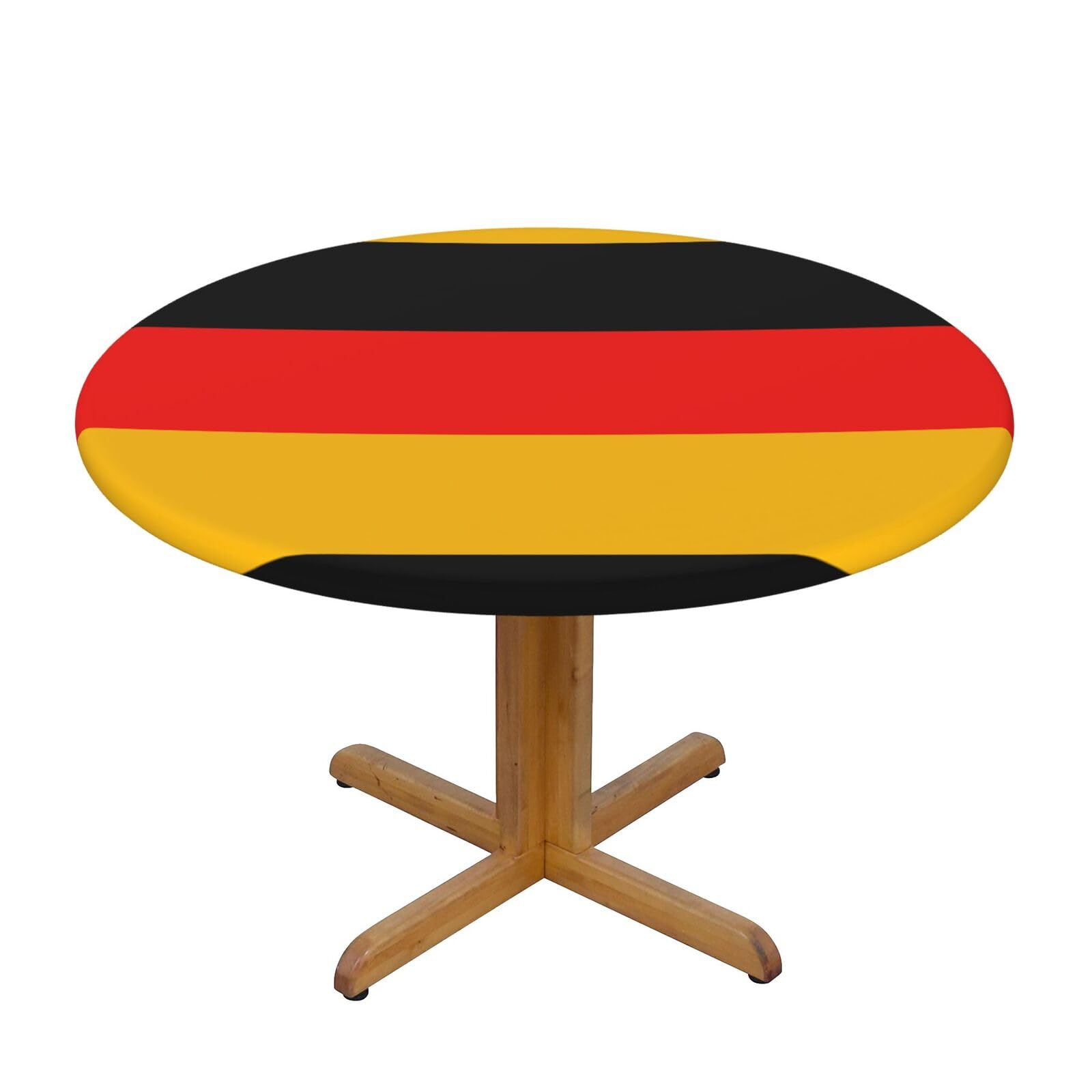 Ffshkowe Germany Flag Elastic Round Tablecloth Oil Proof Table Cover For Dining Party Picnic