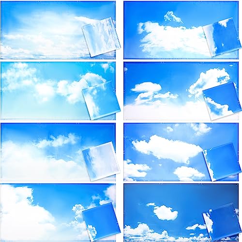 Image of Yahenda 8 Packs Fluorescent Light Covers, 4 x 2 Feet Magnetic Ceiling Lighting Covers, Classroom Light Filter Shade for Office School Hospital Home Room Decor(Blue Sky White Cloud)