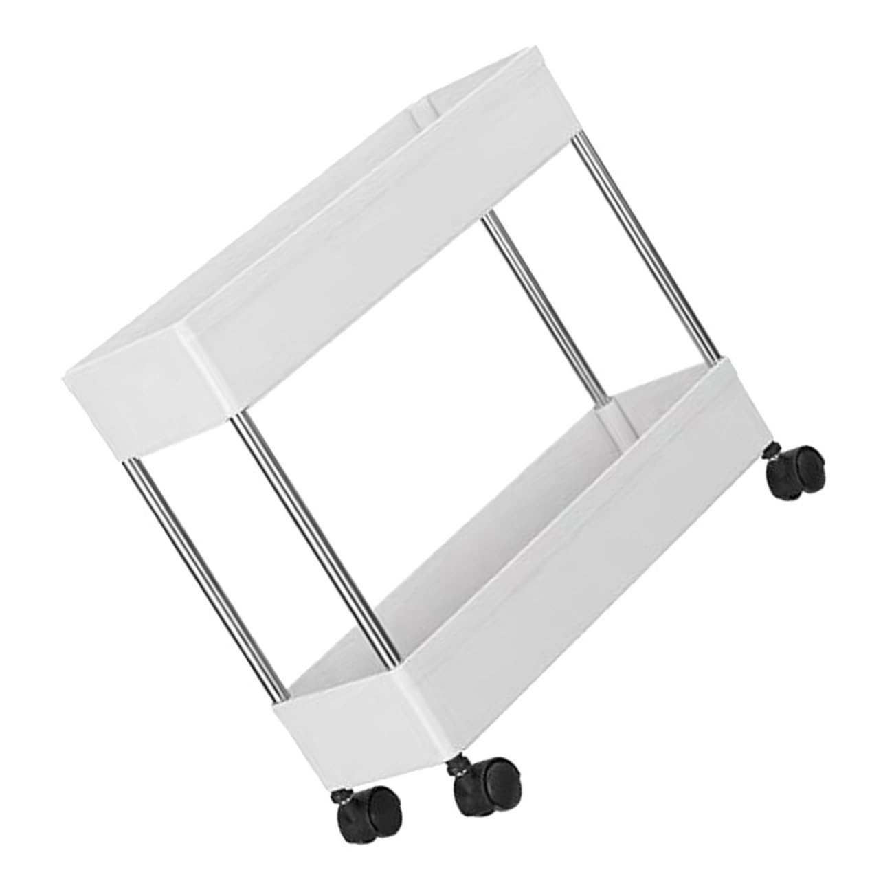 PRETYZOOM Carrello Multiuso a 3 Livelli Ruote, Bianco, Plastico e Ferro | Struttura a Pavimento, Capienza Ampia, Design Semplice e Salvaspazio, per Bagno e Toilette
