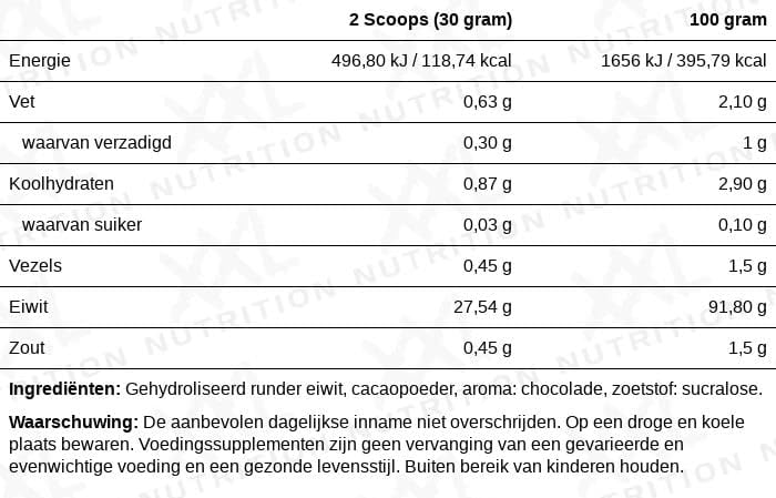 XXL Nutrition - Beef Protein Pulver - Laktosefrei, 92,1% Proteinanteil, Rinder Proteine, Hydrolysiertes Eiweiß - Schokolade - 1000 Gramm