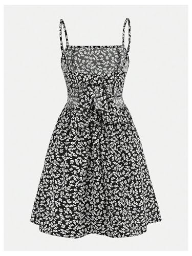 SweatyRocks Girl's Floral A Line Cami Short Dress Sleeveless Spaghetti Strap Sundress2