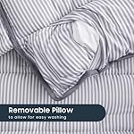 Wake In Cloud - Nap Mat with Removable Pillow for Kids Toddler Boys Girls Daycare Preschool Kindergarten Sleeping Bag, Gray Grey Stripes Printed on White, 100% Cotton with Microfiber Fill - Image 4