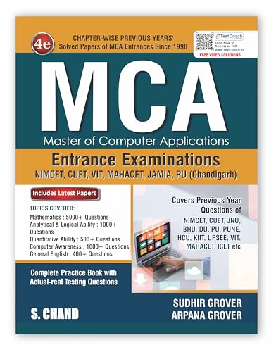 Image of MCA Entrance Exam Prep Book 2026 (4e) Master of Computer Applications | PYQ Previous Year Solved Question Paper NIMCET Exams, MAHA CET, CUET PG, DU University, Jamia | Study Package Guide (in English)