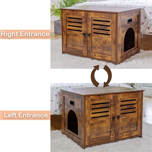 DINZI LVJ Litter Box Enclosure, Cat Litter House with Louvered Doors, Entrance Can Be on Left or Right Side, Spacious… - Image 4