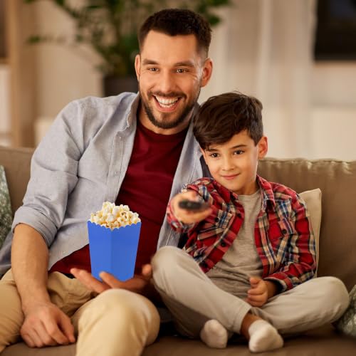 Image of 50 Pcs Popcorn Boxes Mini Paper Popcorn Box Cardboard Popcorn Container for Party Disposable Snack Candy Popcorn Bags Popcorn Holder for Movie Nights Birthday Wedding (Blue)