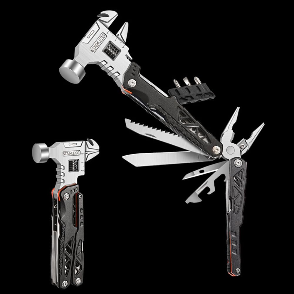 1 Zestaw Wielofunkcyjnych Kombinerek Multitool Krętlikiem Narzędziowym Czarny z Pochwową Nylonową na Zewnątrz dla Obozów i Wycieczek na Łonie Przyrody.