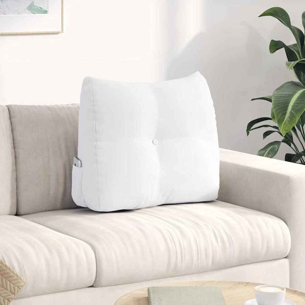 Cuscino per schienale effetto velluto, bianco, 60 x 24 x 50 cm, cuneo da letto | Cuscino ergonomico a cuneo per camera da letto e divano, con rivestimento sfoderabile e imbottitura in morbido poliestere.