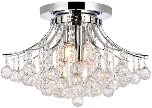 Miniatura 1 de Elegant Lighting 8000F19CRC - Lámpara de araña de cristal transparente Toureg de 6 luces, de un solo nivel, acabado en cromo con cristales