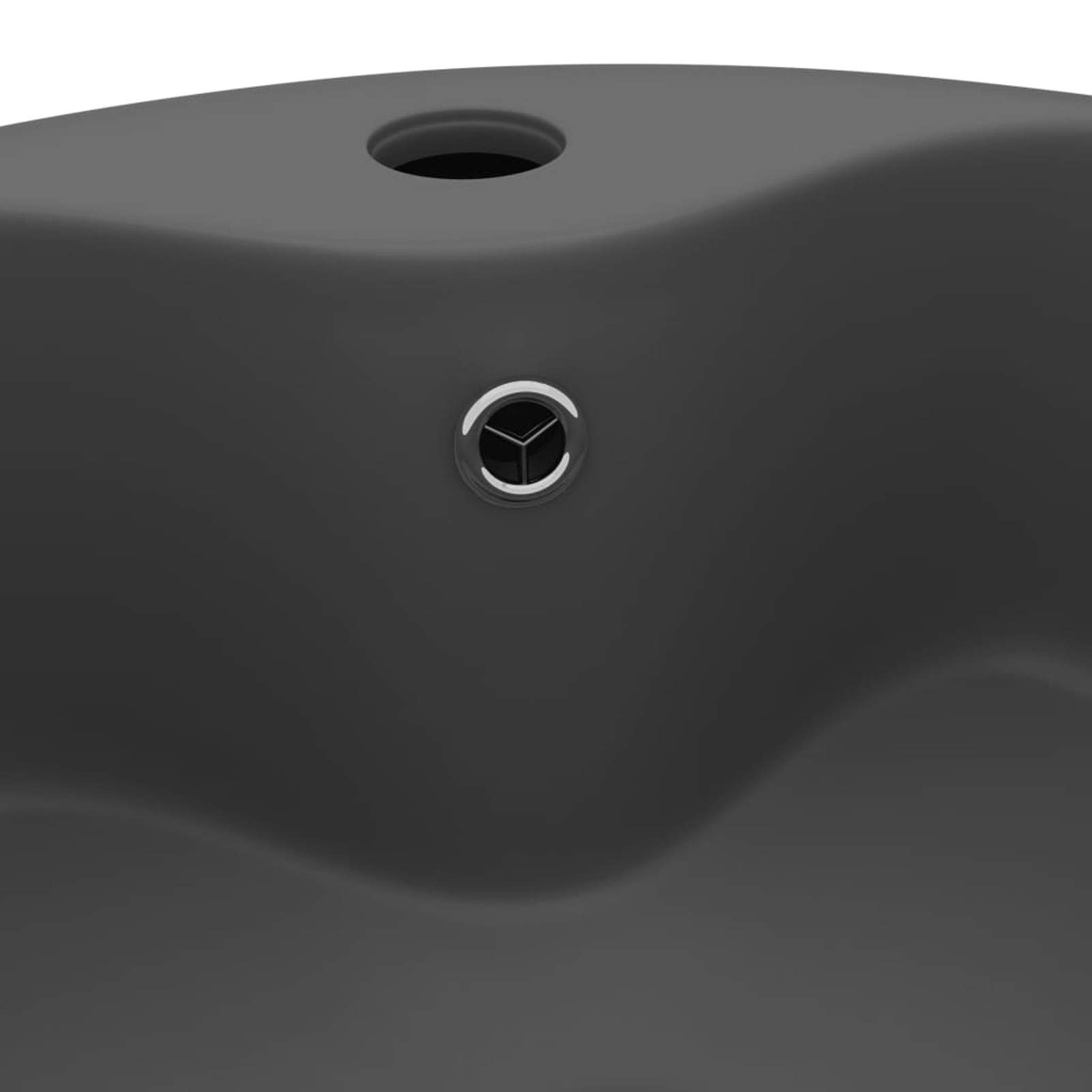 Lavabo Lujoso con rebosadero cerámica Gris Oscuro Mate 36x13 cm, Fregadero, Lavabo Baño, Lavamanos Baño, Lavatorio Casa De Banho, Mueble Lavabo sobre Encimera