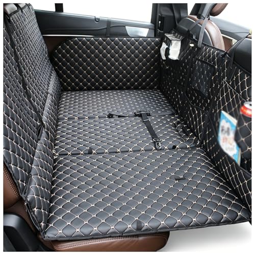FACAIDA Foldable Car Back Seat Extender, Non Inflatable Camping Bed with Storage Pockets, Waterproof Quilted Rear Cover for Dogs, SUV Travel Sleeping Pad for Road Trips(Black#2)