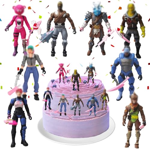 YISKY Fortnit Mini Figurines, 8 Pièces Modèle de Personnage Fortnit, Figurine d'action Fortnit, Fortnit Cupcake Topper, Décoration de Gâteau Anniversaire Gaming, pour fête d'anniversaire d'enfants