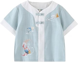 Boys Chinese Traditional Summer Outfit, Cotton Linen Short Sleeve Top and Shorts, Kids Cultural Wear, Sizes 15-20 Inches