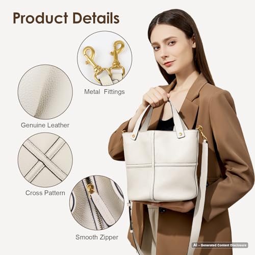 Image of Leather Bucket Crossbody Bags for Women, Adjustable Strap | Durable Leather Develops A Patina, Top Handle & Adjustable Strap, Roomy Bucket Fits Daily Essentials for Work & Casual Use