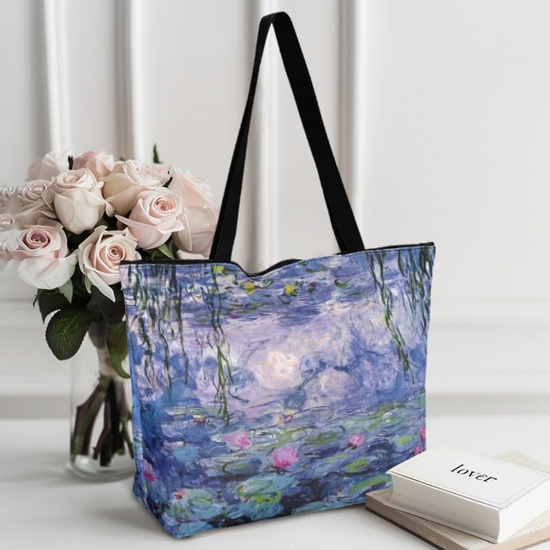 Image of Art Lover Zippered Tote Bag Waterproof Large Work Tote Bags, Artwork Women's Purse Handbags Travel Totes