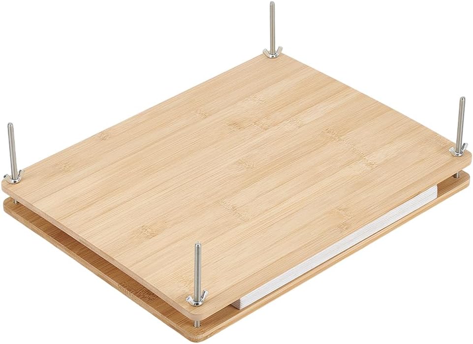 UNICRAFTALE Wooden Book Press Bookbinding Brown Rectangle Bamboo Portable Book Press Bookbinding Tool Flat Paper Press Machine for Bookbinding Supplies DIY Handmade Paper Press 14.69"x11.34"x0.33"