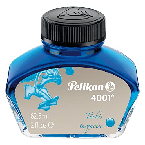 Pelikan 4001 Bottled Ink for Fountain Pens, Turquoise, 62.5ml, 1 Each (329201)