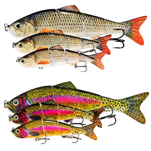 Leurres de pêche à corps articulé en 4 sections avec queue dure