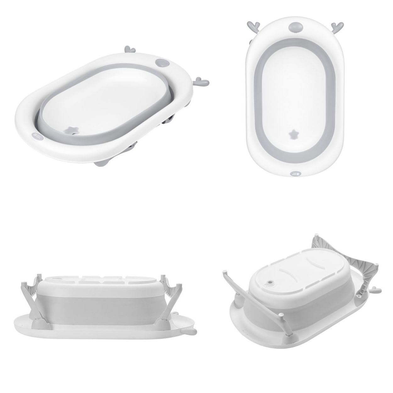 Kikkaboo, bagnetto pieghevole, Foldy, scarico dell'acqua, facile da pulire, colorazione:grigio