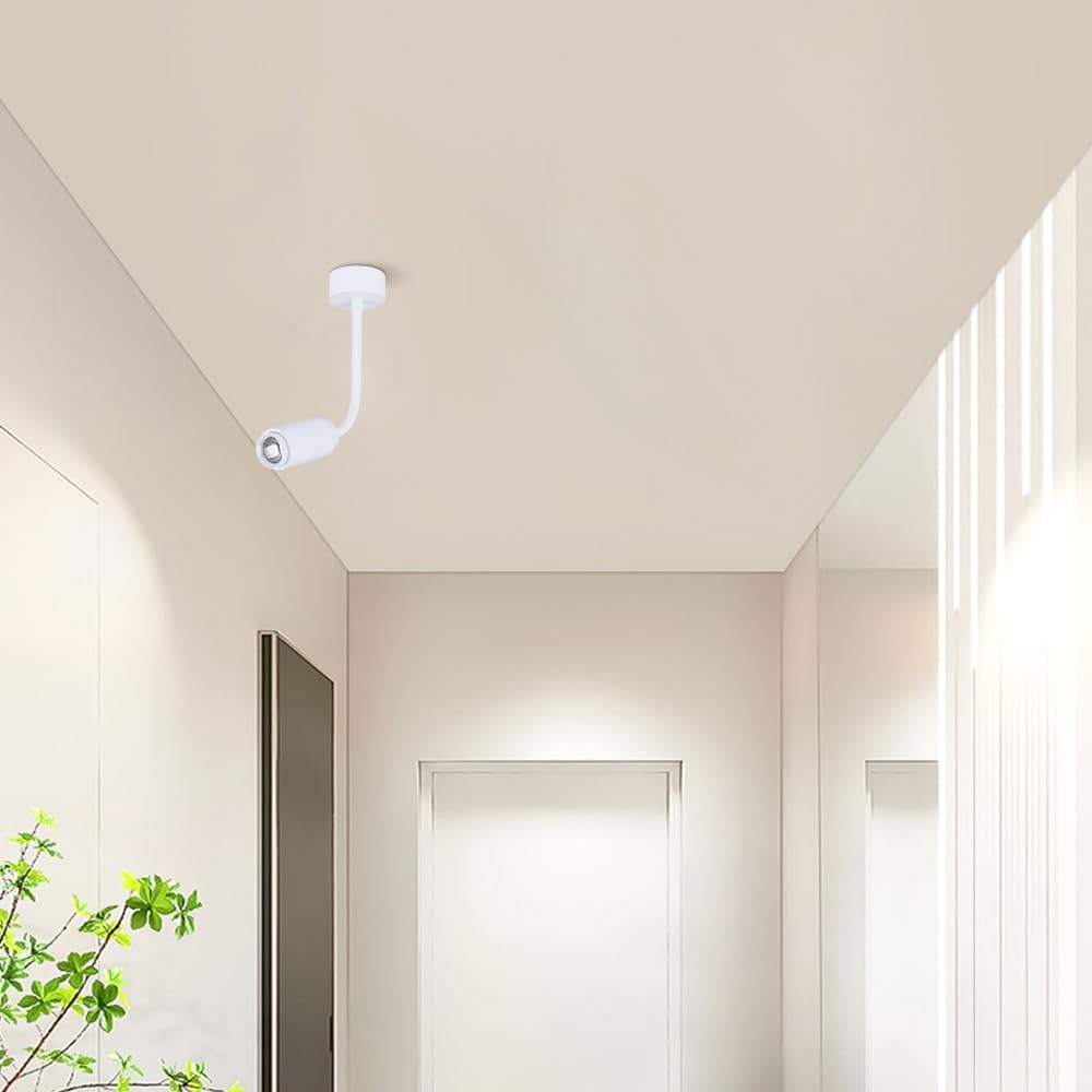 LED Ceiling Spotlight Adjustable Surface Mounted Accent Spot Light, Flexible Gooseneck Wall Spotlights Bedside Wall Sconce Lighting Fixture Directional Spots Lamp