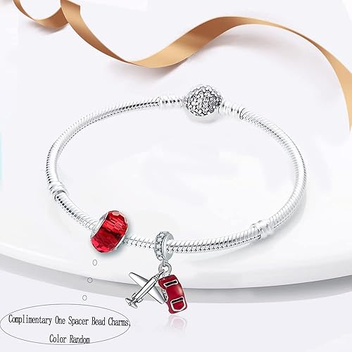 Miniatura 2 de LNQOBU Cuentas coloridas para pulseras con dijes, plata de ley 925 con circonitas cúbicas para mujer con pulsera y collar (con un espaciador de