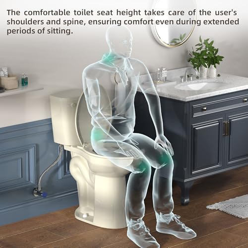 Image of SUPERFLO Tall Toilet 21 Inch Bone White, Extra Tall Toilets