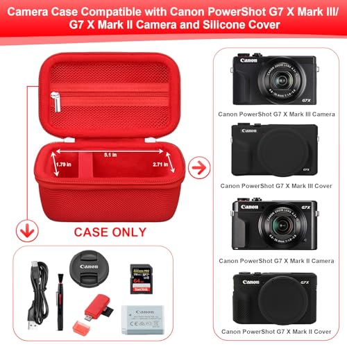 Funda rígida para cámara Canon PowerShot G7 X Mark III roja miniatura 3