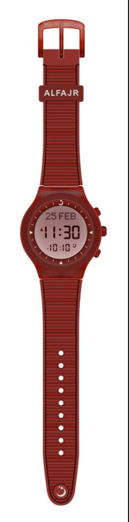 Alfajr Sport Watch with Rubber Strap and case for unisex/Digital WY-16 -Red
