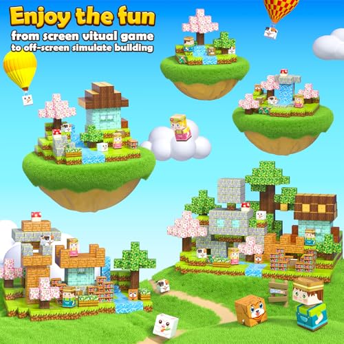 Image of 200PCS 0.8 inch Magnetic STEM Building Blocks Creative Fun for Kids Boys Girls | Mine Magnet World Building Crafts, Sensory Toys Learning Game for Kids Ages 3-5 5-7 8-12 Year Old - Garden Wonderland Playset