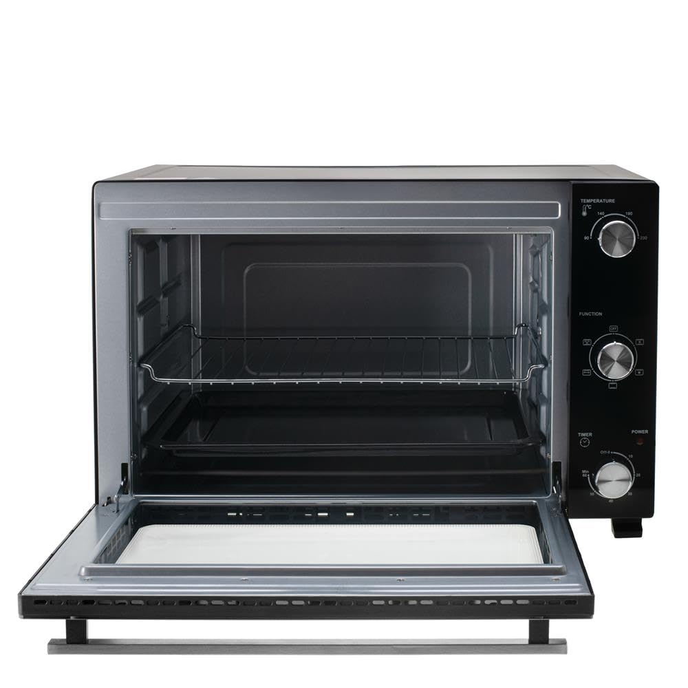ADLER EUROPE AD 6028 Elektrobackofen 60 Liter, Mini-Backofen mit Umluft, Drehspieß, Timer, 5 Heizmodi, 2000W, Doppelglastür, Backblech und Grillrost, Schwarz
