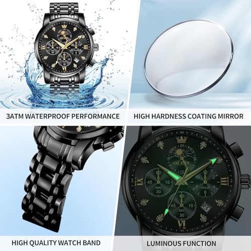 Image of OLEVS Watches for Men Dress Chronograph Luxury Stainless Steel Big Face