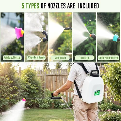 Battery Powered Sprayer 3.2 Gallon, VAXMAY Backpack Sprayer with 3 Adjustable Speeds, Battery Indicator, 5 Mist Nozzles, 41\" Retractable Wand, USB Rechargeable Weed Sprayer for Lawn Garden Yard
