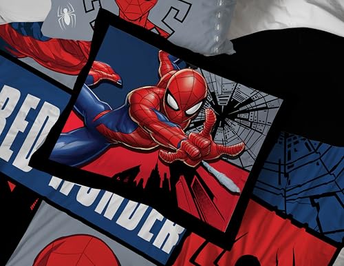 Image of Marvel Spiderman Twin Comforter Set 5 Piece Kids Bedding for Boys, Multi | Bed in a Bag, Comforter Sheets Sham Pillowcase, Official Product, Soft Microfiber, Machine Washable, Easy Care, Boys Gift