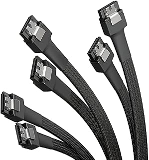 KabelDirekt  3x SATA 3 cables 6Gb/s  30cm, straight connector (data cable, 6Gbit/s, SATA III/Serial ATA, L connector, set of 3 cables, connects hard drives/SSDs/hard disks to the motherboard, black)