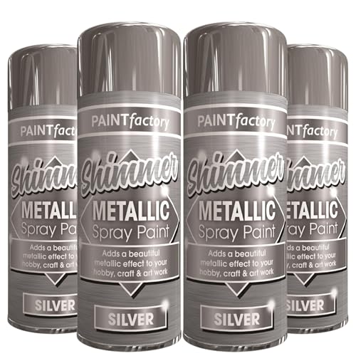 Balaju Height 4X BH Shimmering Metallic Silver Spray paint for Interior or Exterior Wood Metal Plastic Glass Art and Craft Gloss Finish 200ML Each Pack of 4
