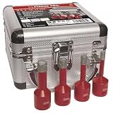 Diamant bohrkrone für fliesen/feinsteinzeug | PREMIUM bohrkronen für winkelschleifer flex M14 | 6-105 mm | SET mit aluminium KOFFER | Keramik/Granit/Steinfliesen | dichte Diamantschicht (SET 12mm)
