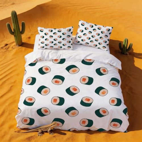 Housse de couette 140x200 sushis japonais anti-plis en microfibre hypoallergénique