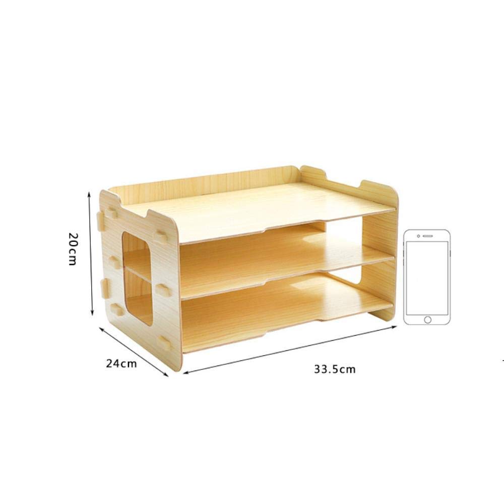 Portadocumenti, Portadocumenti Organizzatore, Portariviste Forniture per Ufficio, Portadocumenti da Scrivania a Tre Livelli Portaoggetti in Legno per Ufficio e Scuola