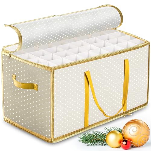 ZLPBAO XXL Aufbewahrungsbox für Christbaumkugeln - für 128 Kugeln - Aufbewahrungsbox Weihnachtstasche für Christbaumkugeln Weihnachtsschmuck - Sortierbox Kiste für Weihnachtsschmuck faltbar